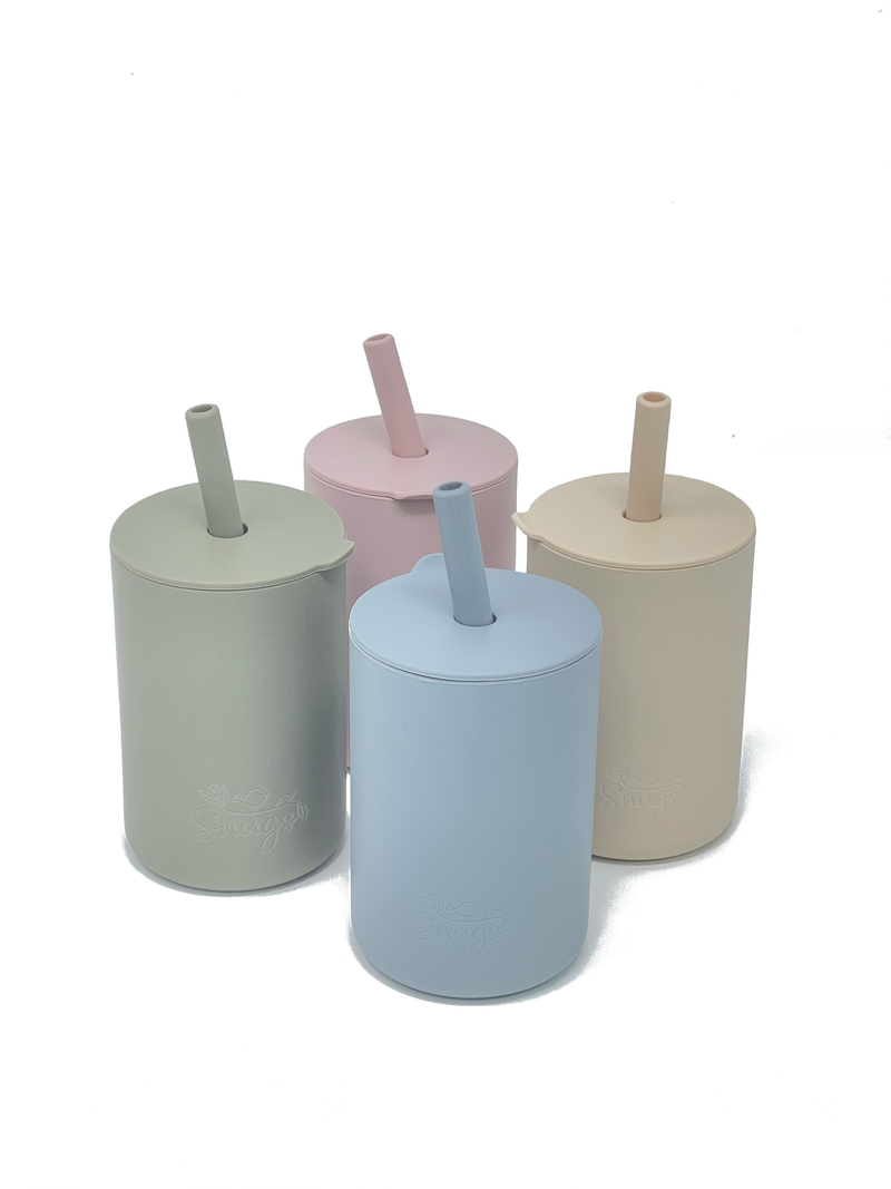 New No Spill Sippy Silicone Cup with Straw (MUTED)
